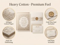 Tarjetas de Invitación de Boda de Papel de Algodón de Lujo Qiaohan, 600 g/m², con Relieve Floral Barroco Personalizado, Lámina Dorada, Juego Personalizado