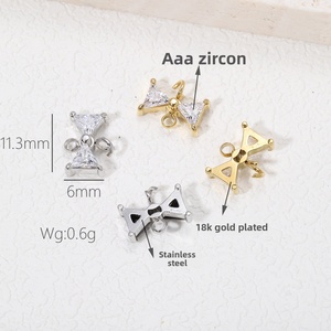 Colgante de Acero Inoxidable con Zirconia en Forma de Corazón, Resistente al Agua, de Alta Calidad, con Baño de Oro PVD, para Pulsera, Collar, Pendientes, Accesorio de Moda - Product Image 3