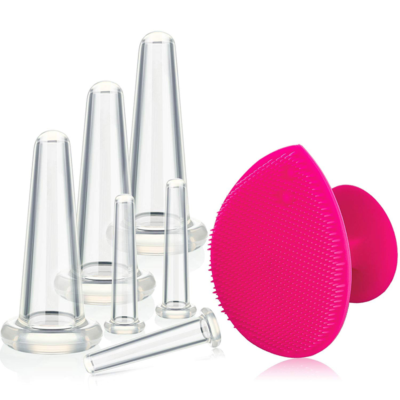 wholesale 7 piece facial silica cans self therapy cupping vacuum cups silicone suction cup massage