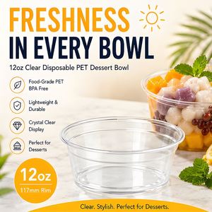Tazón Desechable de PET para Ensalada de 12 oz, Tazón para Helado, Tazón para Pizza de Frutas y Verduras, Resistente a Bajas Temperaturas y Engrosado - Product Image 2