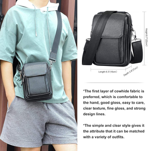 กระเป๋าหนังแท้ <span class=keywords><strong>Augus</strong></span> รุ่นเล็ก แฟชั่น กันน้ำ กันขโมย สำหรับผู้ชาย สะพายข้าง สะพายไหล่ กระเป๋าเดินทาง แบบมีกระดุมและสายโซ่ - Product Image 5