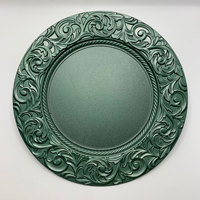 Assiettes de présentation personnalisées vertes en plastique pour mariages, Noël, banquets et événements – Sous-assiettes florales vintage