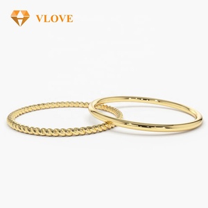 VLOVE coppia gioielli <span class=keywords><strong>artigianali</strong></span> 14K oro con corda intrecciata Set di anelli di nozze per coppie - Product Image 1