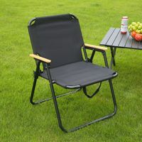Chaise de camping pliable en acier haute teneur en carbone de qualité supérieure, avec accoudoirs en bois et sangle de transport, portable pour extérieur, jardin, parc, plage, pique-nique et loisirs