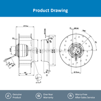 Ventilateur centrifuge AC R2E190-AO26-05, 190 mm, avec roue motorisée, 230 V CA, 2500/2700 tr/min, 58/75 W, 400 CFM, roulement à billes OEM, pour ventilation CVC