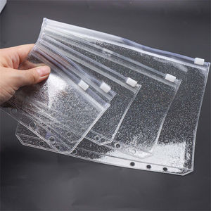 Pochettes pour classeurs A5 A6 A7, pochettes à feuilles mobiles, pochettes souples en PVC transparent avec paillettes, <span class=keywords><strong>pochette</strong></span> pour cartes, chargement latéral, étanche, enveloppe en <span class=keywords><strong>plastique</strong></span> pour argent liquide - Product Image 4