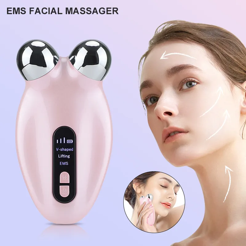 Écran LCD Équipement de beauté Produits de massage 3 modes Haute fréquence Ems Rouleau de massage du visage Massage du visage et du cou