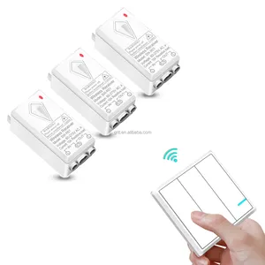 Wireless Light Switch 200m remote control range 3 way Remote Wall Switch with Mini Receiver 3-Gang drahtloser Lichtschalter