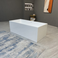 Offre spéciale : Baignoire autoportante en acrylique moderne, carrée, étroite, à angle droit, avec hydromassage, pour salle de bain d'hôtel
