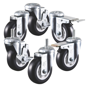 VIMA 3 to 5 Inch Fixed Caster <b>Wheel</b> PU PP Double Ball Bearing Galvanized Medium Duty Trolley Shopping <b>Cart</b> 100kg to 200kg Capaci - Product Image 2