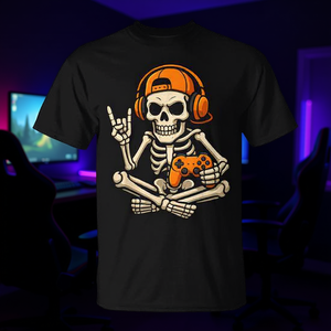 T-shirt Halloween Skeleton Gamer pour garçons et petits-fils, design sur le thème des jeux vidéo - Product Image 3