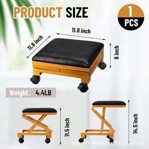 Diligent Tree Folding Footstool Wooden Height Adjustable With Casters For Office <b>Desk</b> Use - Product Image 3