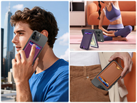 Support de téléphone pliable avec porte-cartes magnétique, porte-cartes de crédit anti-RFID avec aimant puissant, avec fonction pince à billets