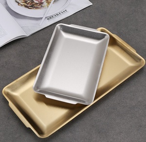 Bandeja Rectangular <span class=keywords><strong>de</strong></span> Acero Inoxidable, Plato <span class=keywords><strong>de</strong></span> Metal Dorado y Plateado para Servir Comida <span class=keywords><strong>de</strong></span> Barbacoa, Restaurante, <span class=keywords><strong>Sushi</strong></span>, Filetes - Product Image 1