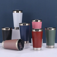 Gobelet isotherme à double paroi pour bière et café de 16 oz avec couvercle, haut-parleur Bluetooth sans fil intégré pour fêtes en extérieur