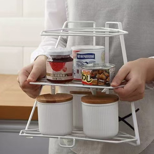 Estante de especias de 3 niveles para cocina, estantes de esquina de hierro para baño con asa, estante de almacenamiento para el hogar, soporte organizador triangular - Product Image 1