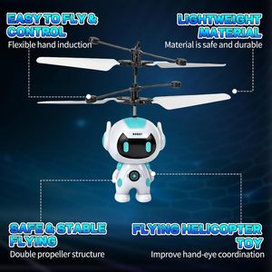Juguetes de Robots Voladores DWI Dowellin para Niños, Drones de Bola <span class=keywords><strong>Voladora</strong></span> Operados a Mano con Luces LED, Mini Helicóptero Dron Recargable - Product Image 3