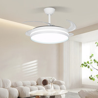 Ventilateur de plafond invisible moderne et minimaliste personnalisé, tout blanc, pour salon et salle à manger, protection des yeux, silencieux