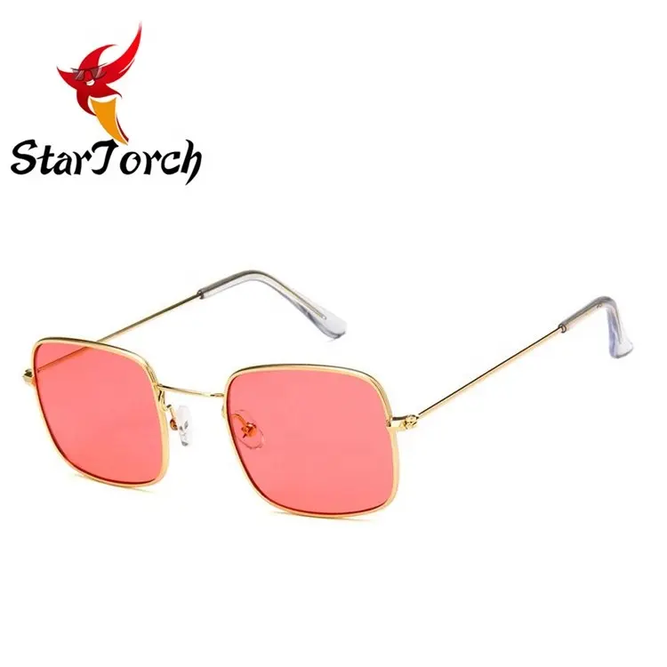 Mới nhất thời trang rectang vuông kim loại Gradient Shades men phụ nữ Kính mát