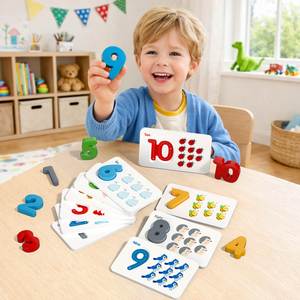 Juego de Palabras Visuales de Madera del 1 al 10, Actividades Preescolares para Niños Pequeños, Tarjetas de Memoria Flash 1 2 3, Juguetes Educativos para Niños - Product Image 1