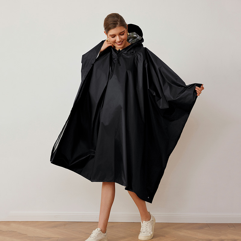 Capa negra plateada + bolsa de almacenamiento