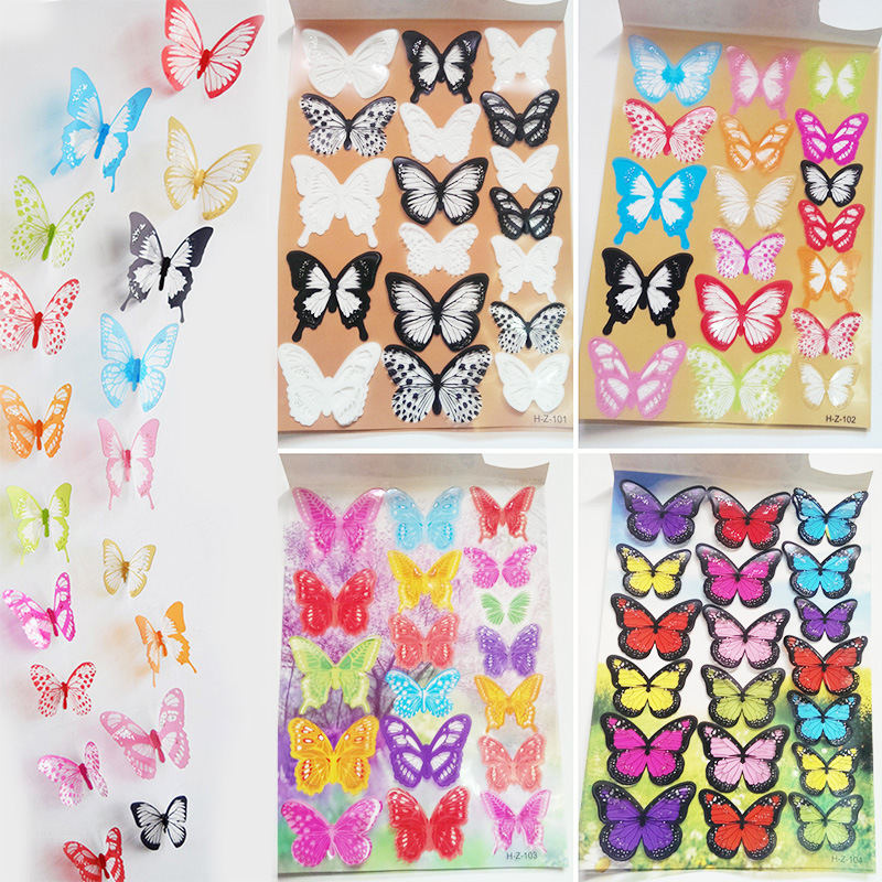 48-Pack 3D Butterfly Wall Decor - Gold & Black Metallic, 3 Sizes, 4 Styles, Removable Adhesive For Parties & Rooms