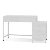 Bureau d'ordinateur à structure stable et polyvalente, bureau blanc réversible 140 x 70 cm, bureau d'angle avec 5 tiroirs pour bureau à domicile