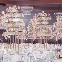 Support de fleurs de mariage en acrylique et cristal de luxe de 1,2 m – Centre de table élégant pour événements et fêtes – Taille et couleur personnalisables
