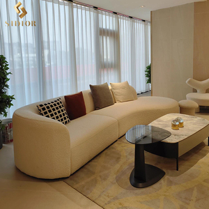 Hiện đại tối giản màu trắng đồ nội thất nhà sảnh khách sạn Vòng ghế dài sang trọng vải Teddy sofa phòng chờ boucle cong sofa đi văng - Product Image 4