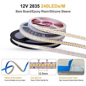 SMD2835 dẫn dải ánh sáng 240 đèn LED mỗi mét 5M dài cao lumen 10mm PCB <span class=keywords><strong>board</strong></span> sử dụng 12V hoặc 24V DC không thấm nước trắng ấm - Product Image 5