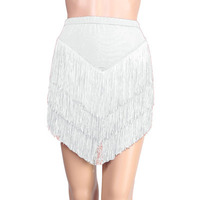 Jupe Courte de Danse Latine pour Femme, Sexy, Tricolore, Dos Nu, à Franges Irrégulières, Rouge Senba Dango 2025, en Polyester, Tutu et Jupes