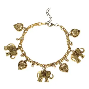 fashion jewelry retro gold plated heart elephant ankle hair bracelet