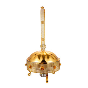 Ré<span class=keywords><strong>chaud</strong></span> à alcool rond de luxe en acier inoxydable doré avec dentelle, couvercle articulé, chauffe-plats pour buffet d'hôtel et de restaurant - Product Image 2