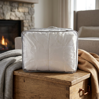Sac de rangement transparent en PVC durable avec cadre métallique et poignée à cordon de serrage estampée à chaud pour couettes, couvertures et oreillers