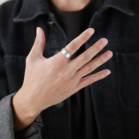 Klassisches einfaches Design Edelstahl Ring Blank Band Ring Schmuck Silber Schwarz Spinner Dreh ringe für Männer