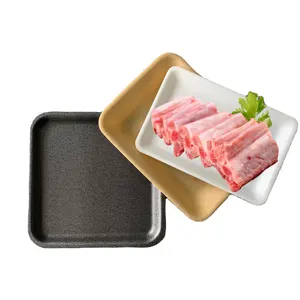 Bandeja desechable biodegradable para carne, bandeja de espuma de pollo, tamaño personalizado, color negro, blanco, amarillo y azul