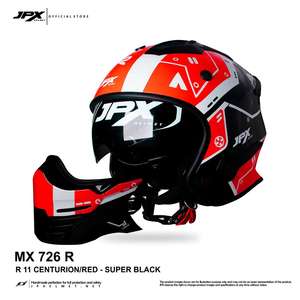 El casco modular JPX MX 726 R presenta un elegante diseño integral con el motivo MX 10, que ofrece una protección superior y versatilidad. - Product Image 3