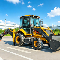 Excavator Loader Multifungsi 4x4 Mini Loader Backhoe Loader dengan Bucket 2-in-1 untuk Menggali dan Menggenggam