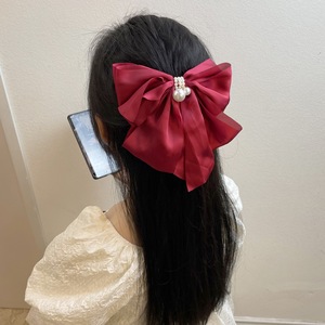 Pince à <span class=keywords><strong>cheveux</strong></span> élégante en tissu style coréen pour femmes et filles, pince bec de canard pour l'arrière de la tête avec grand nœud en perles et ruban, épingles à <span class=keywords><strong>cheveux</strong></span> tendance - Product Image 6