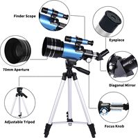 Telescopio Refractor Profesional Portátil con Apertura de 70 mm y 300 mm para Adultos, Niños y Principiantes en Astronomía para Aprendizaje y Observación