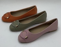 Ballerines pas chères pour femmes, chaussures d'été et d'automne/printemps, dessus en tissu de coton, semelle intermédiaire en PU, fermeture à bouton, confortables, légères et souples