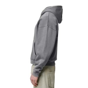 Fournisseur Fabricant sur mesure Haute qualité 100% coton Sweat à capuche oversize vintage à épaules tombantes lourd uni à fermeture éclair délavé à l'acide - Product Image 2