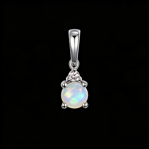 Chaîne de pull personnalisée en or massif 10K/14K/18K avec pendentif classique en opale d'octobre (pierre de naissance) cultivée en laboratoire CVD IGI/HPHT, idéale comme cadeau de fiançailles - Product Image 3