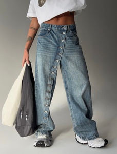 <span class=keywords><strong>Jeans</strong></span> Trendy a <span class=keywords><strong>Vita</strong></span> <span class=keywords><strong>Alta</strong></span> e Gamba Dritta per Donna, Lussuosi con Applicazioni di Strass, Modello Ampio e Comodo 2026 - Product Image 5