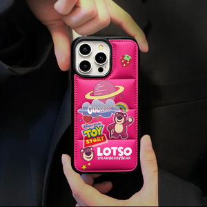 Étui de téléphone antichoc en cuir matelassé motif ours de dessin animé, style meilleur ami pour iPhone 13 Pro - Product Image 5