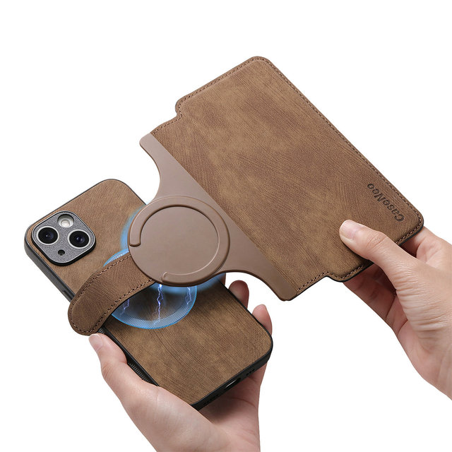 Strong Magnetic Detachable Book Flip Wallet Leather Case with Card Slot Phone Cover for iPhone 14 15 16 17 17 Pro Max