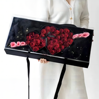 Boîte à fleurs de luxe pour la Saint-Valentin, la fête des mères, en forme de cœur et boîtes à fleurs pour maman avec fenêtre