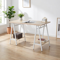 Bureaux d'ordinateur de style moderne avec étagère, table d'étude en bois, support pour ordinateur portable à domicile, table d'ordinateur à structure métallique, bureau