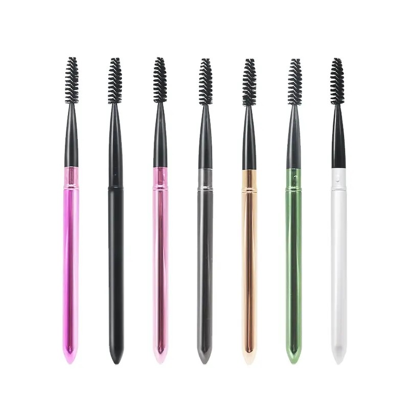 2024 Best Selling Retractable Metal lash Brush Mascara Wands Eyelash Extension Brushes with Cover