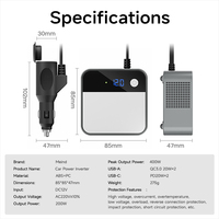 Inverter Daya 200W Baru 12V ke 220V AC Adaptor Stopkontak Mobil dengan Pengisi Daya USB Ganda untuk Laptop Komputer